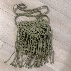 NEW Boho Fringe Olive Green Crossbody Bag Purse